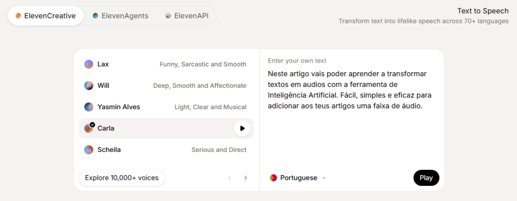 como transformar textos em áudios